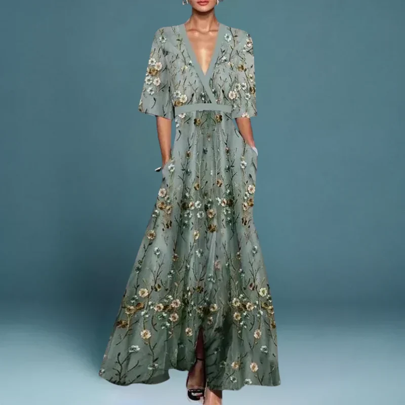 Jill - Elegantes Damen-Maxikleid mit Blumenmuster