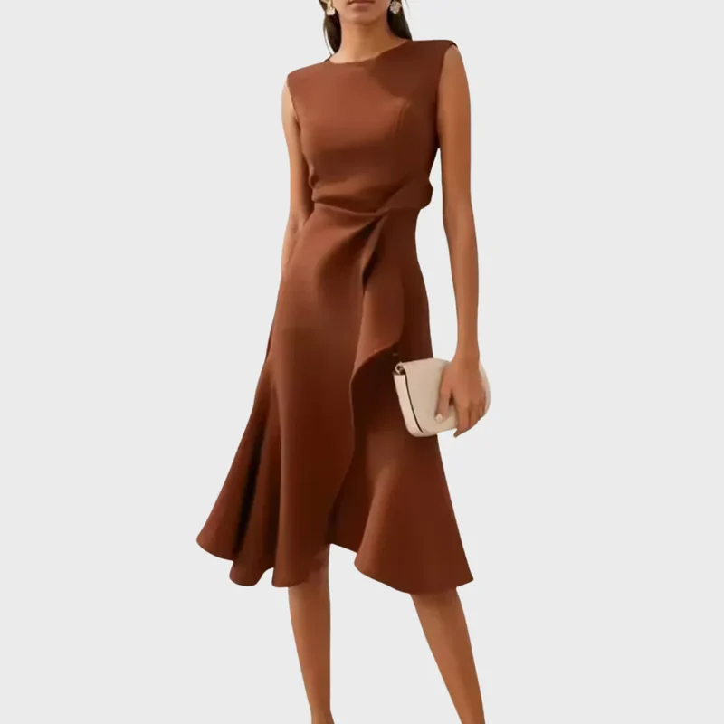 Sheila - Stilvolles Damen-Midikleid mit Rüschendetails