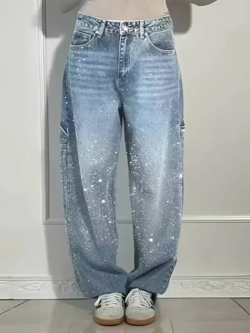 Sami - Stilvolle Weitbein-Jeans mit Glitzer