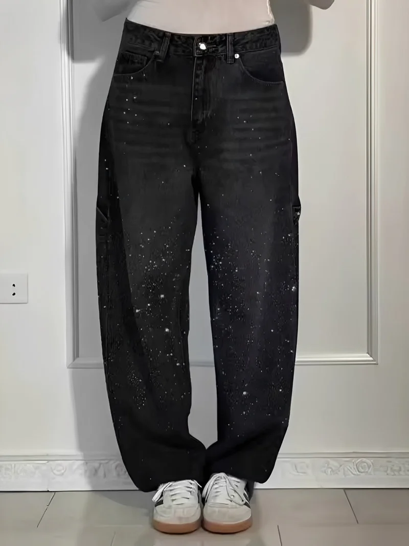 Sami - Stilvolle Weitbein-Jeans mit Glitzer