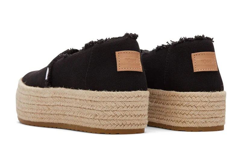 TOMS Damen Valencia Plateau-Espadrille – Schwarz