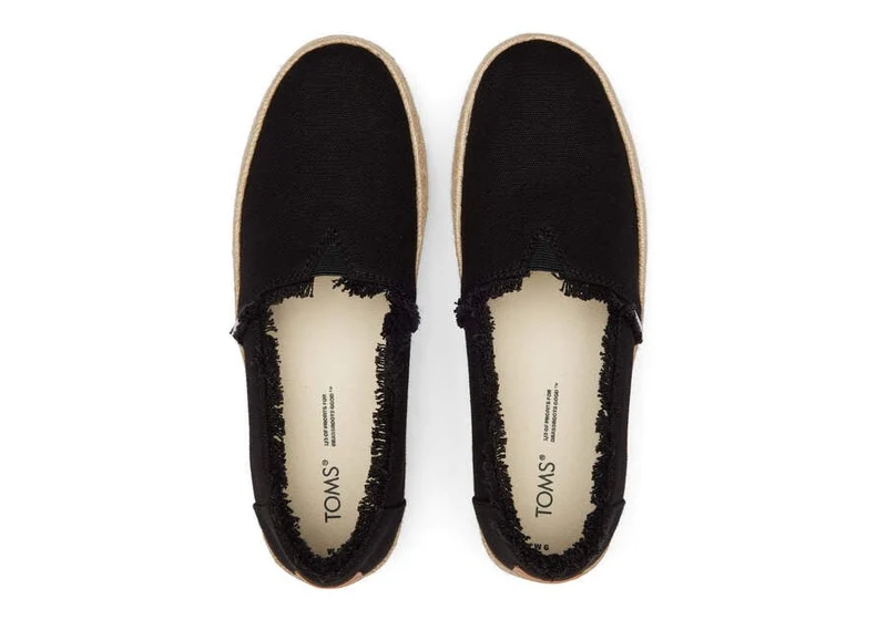 TOMS Damen Valencia Plateau-Espadrille – Schwarz