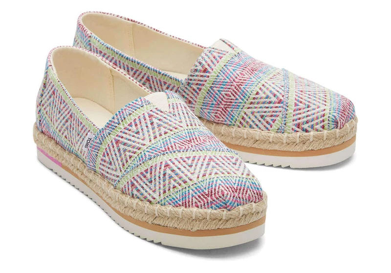 TOMS Alpargata Platform Global Woven Rope Espadrille für Damen – Natur