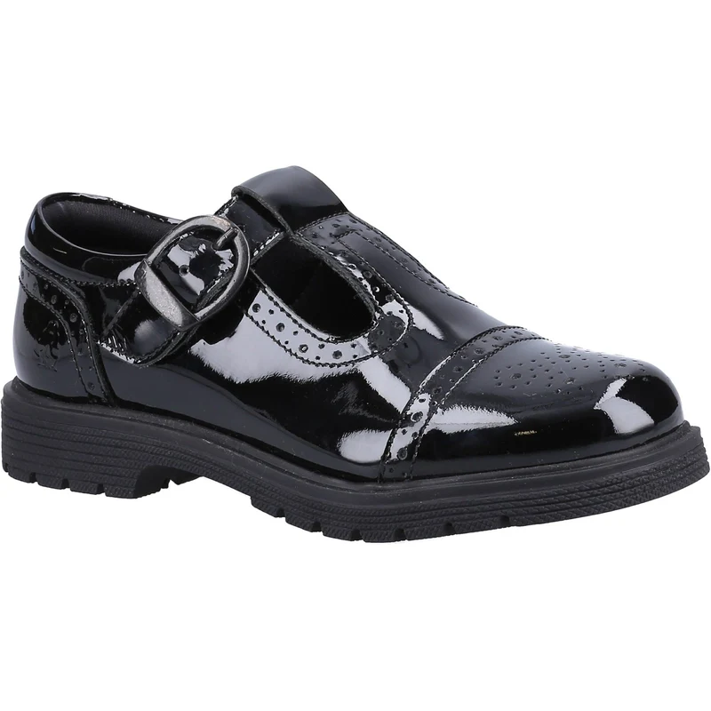 Hush Puppies Mädchen-Paloma-Lack-Schulschuhe – Schwarz