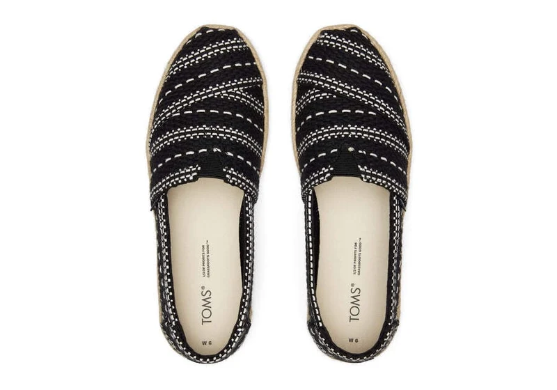 TOMS Damen Alpargata Chunky Global Woven Rope Espadrille – Schwarz