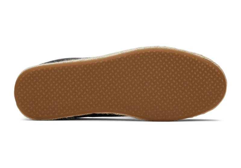 TOMS Damen-Espadrille „Santiago“ aus recyceltem Baumwoll-Canvas – Schwarz