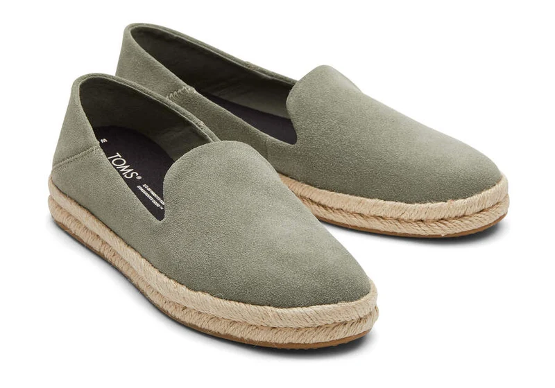 TOMS Damen Santiago Wildleder-Espadrille – Vetivergrau