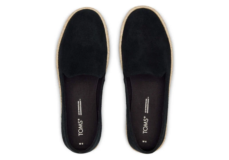 TOMS Damen Santiago Wildleder-Espadrille – Schwarz