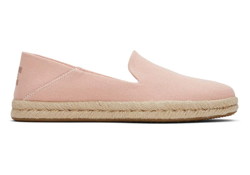 TOMS Damen-Espadrille „Santiago“ aus gewaschenem Canvas – Pfirsich-Blush