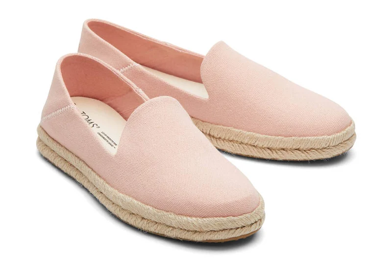TOMS Damen-Espadrille „Santiago“ aus gewaschenem Canvas – Pfirsich-Blush