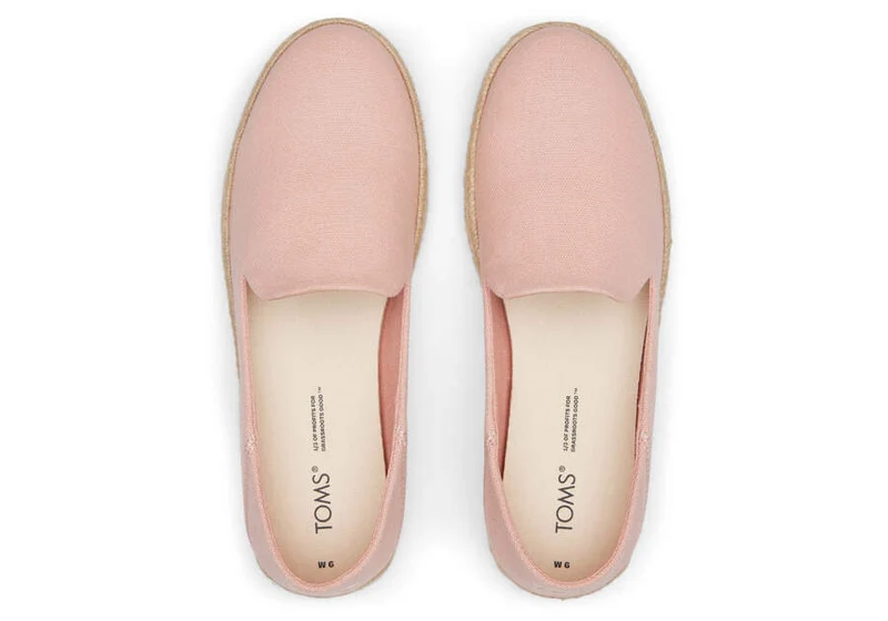 TOMS Damen-Espadrille „Santiago“ aus gewaschenem Canvas – Pfirsich-Blush