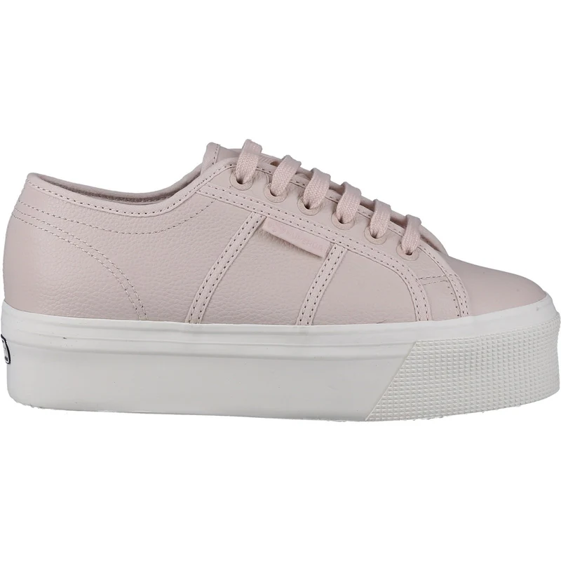 Superga 2790 Plateau-Sneaker aus getrommeltem Leder für Damen – Rosa