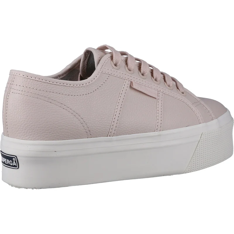 Superga 2790 Plateau-Sneaker aus getrommeltem Leder für Damen – Rosa
