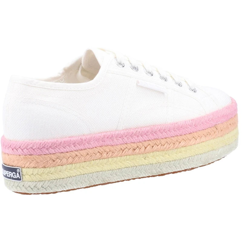 Superga Damen-Sneaker 2790 mit mehrfarbiger Seilplattform – Weiß