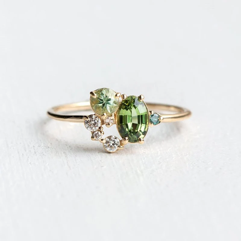 Natürlicher Peridot mit Zirkonring – Selene