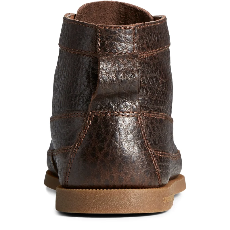 Sperry Authentische Herren-Boot-Chukka-Stiefel aus getrommeltem Leder – Dunkelbraun