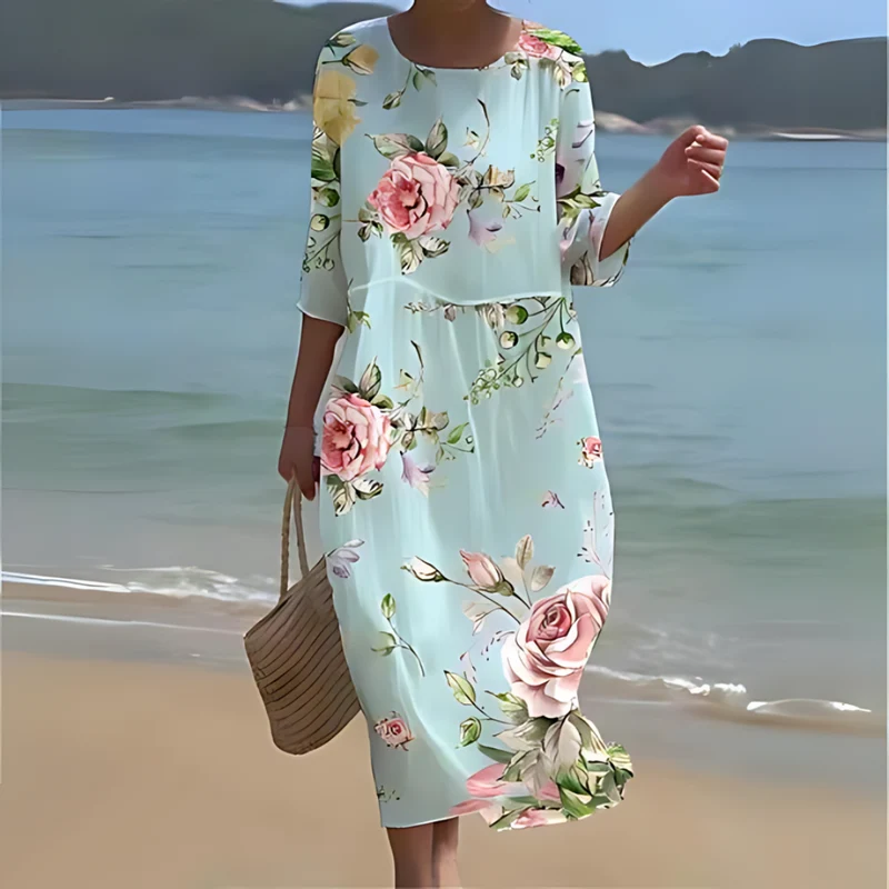 Alina – Fließendes Midi-Kleid