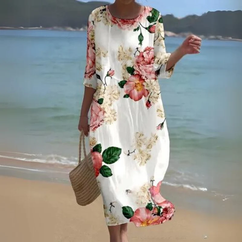 Alina – Fließendes Midi-Kleid