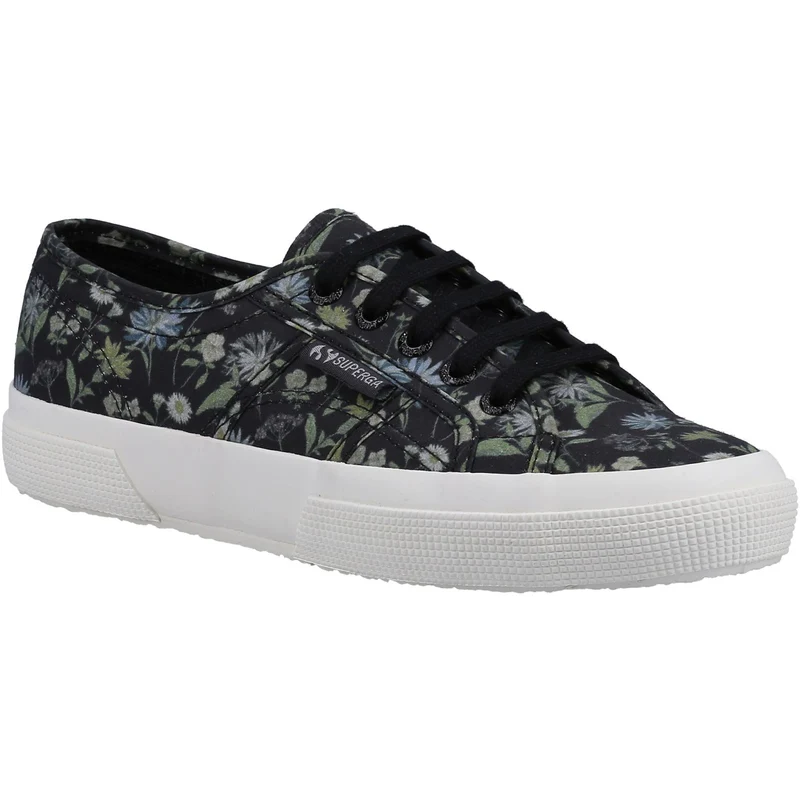 Superga Damen-Sneaker 2750 mit Blumenmuster – Dunkelgrau