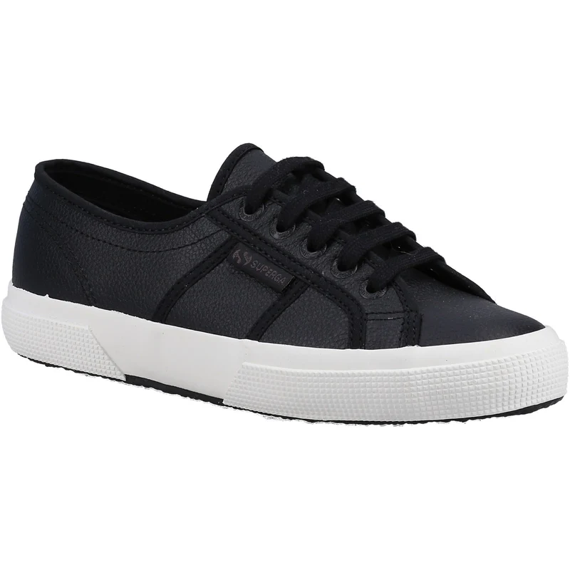 Superga Damen-Sneaker 2750 aus getrommeltem Leder – Schwarz