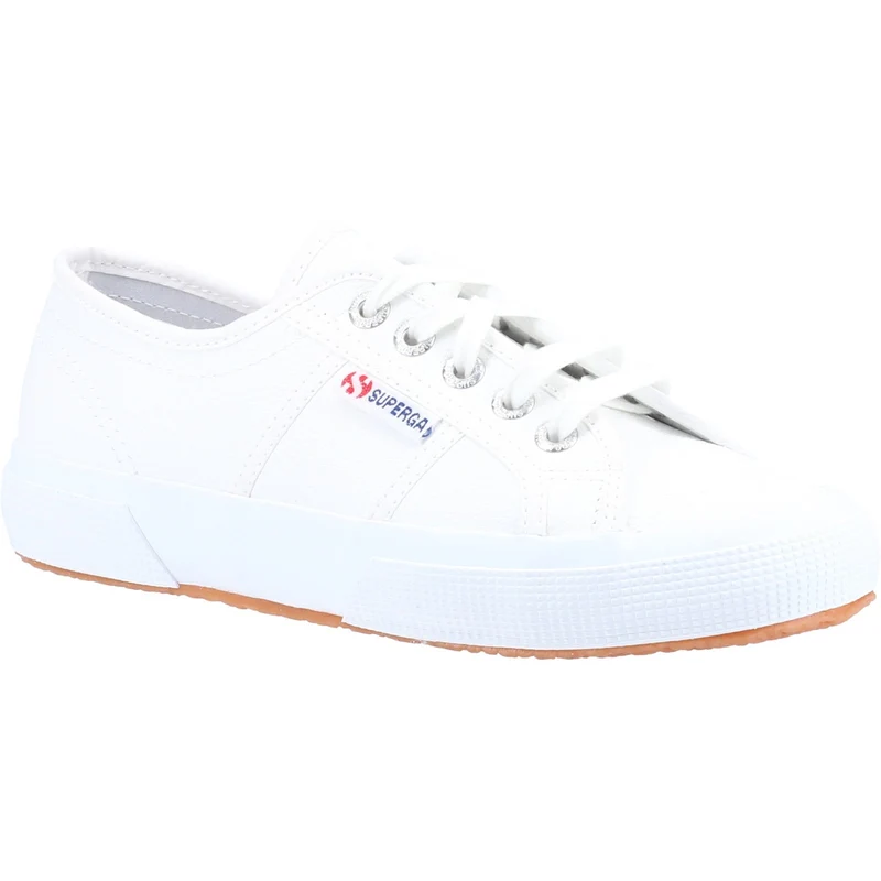 Superga Damen-Sneaker 2750 aus getrommeltem Leder – Weiß