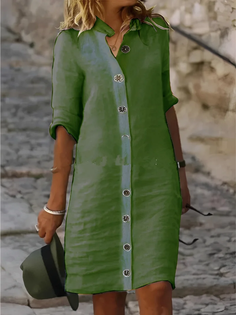 Paula - Lässiges Hemdkleid mit halben Ärmeln für Damen