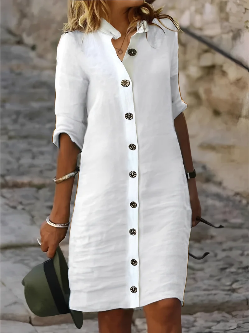 Paula - Lässiges Hemdkleid mit halben Ärmeln für Damen