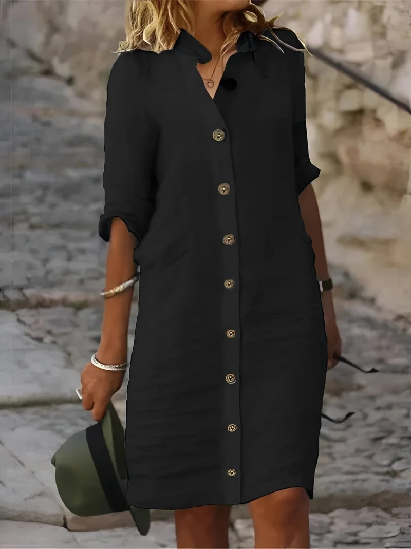 Paula - Lässiges Hemdkleid mit halben Ärmeln für Damen