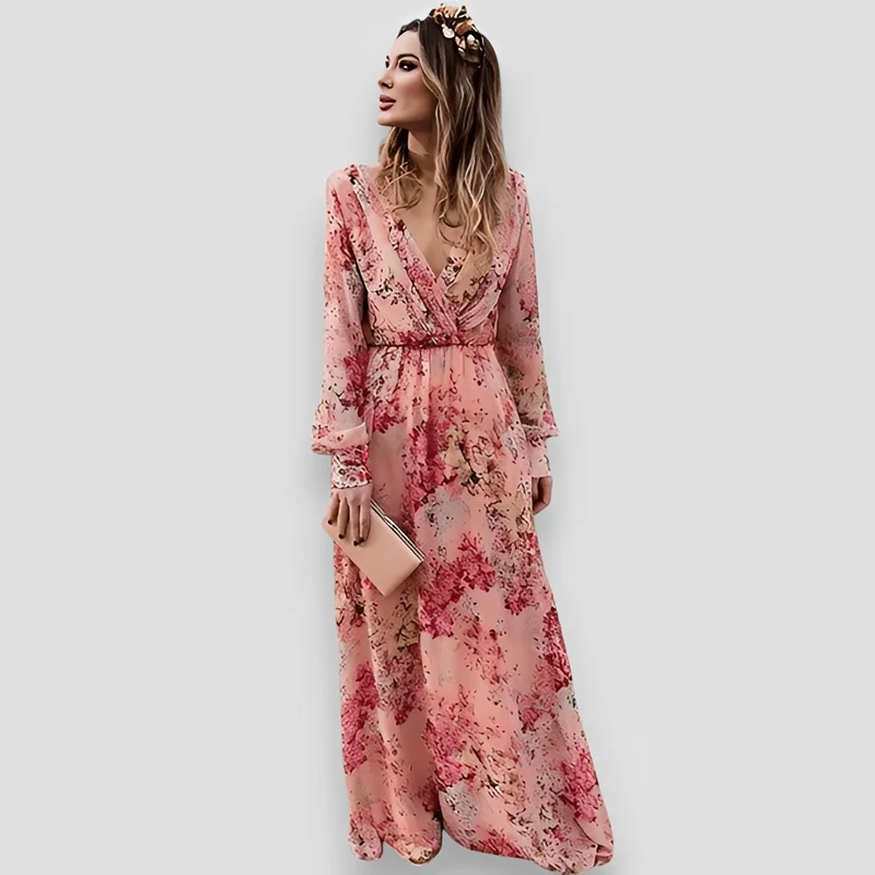 Elanisse - Stilvolles Maxikleid mit V-Ausschnitt