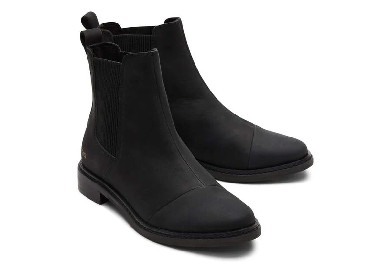 TOMS Damen-Stiefelette „Charlie“ aus Leder – Schwarz