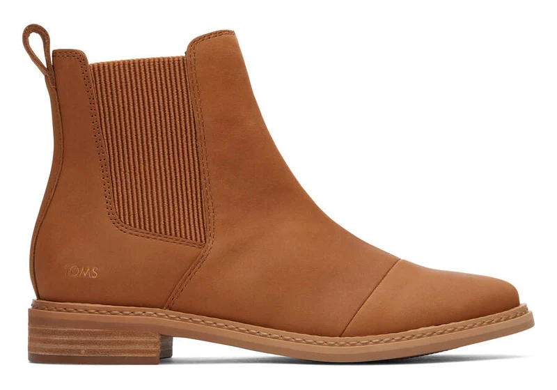 TOMS Damen-Stiefelette „Charlie“ aus Leder – Braun