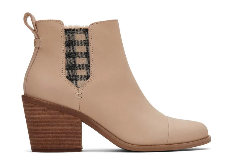 TOMS Damen Everly Lederstiefelette – Sand