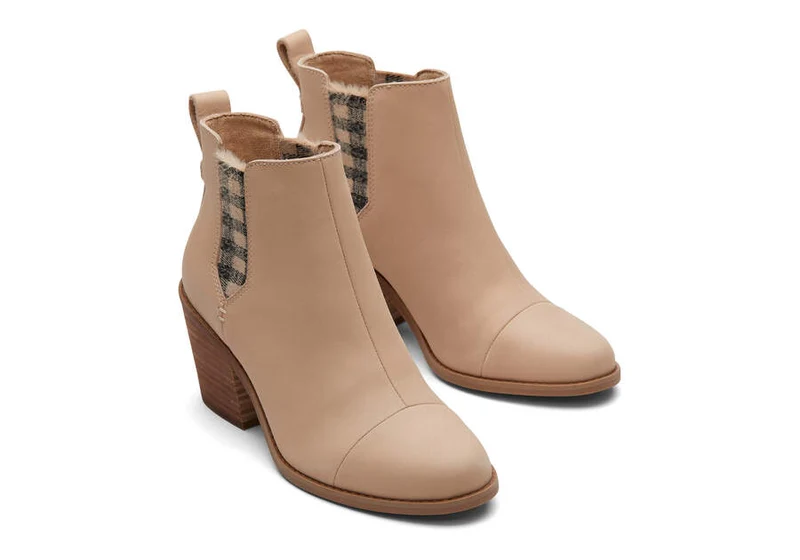 TOMS Damen Everly Lederstiefelette – Sand