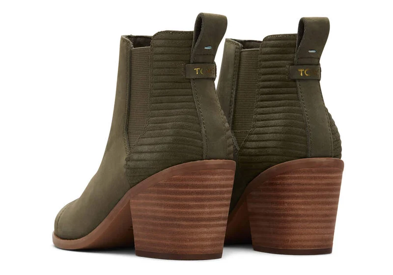 TOMS Damen-Stiefelette Everly aus Leder – Olivgrün