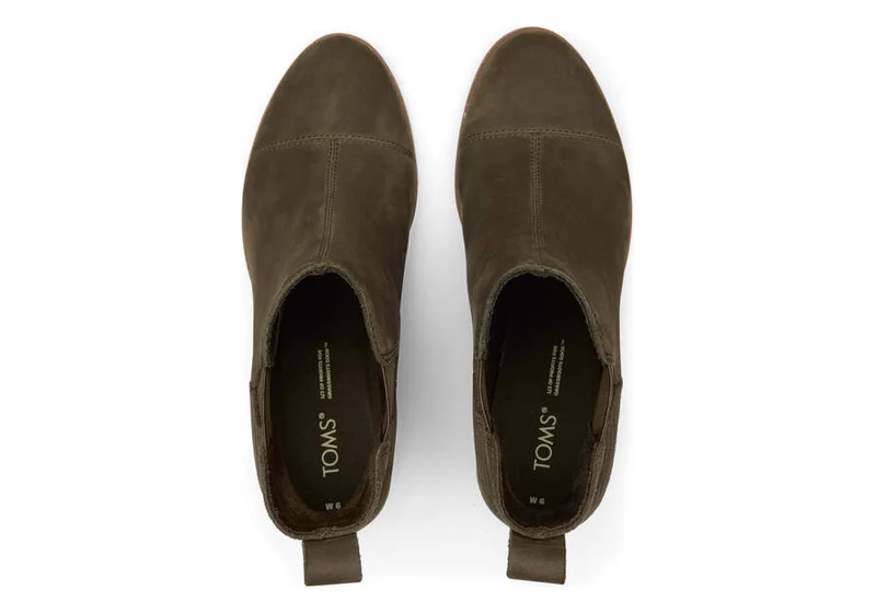 TOMS Damen-Stiefelette Everly aus Leder – Olivgrün