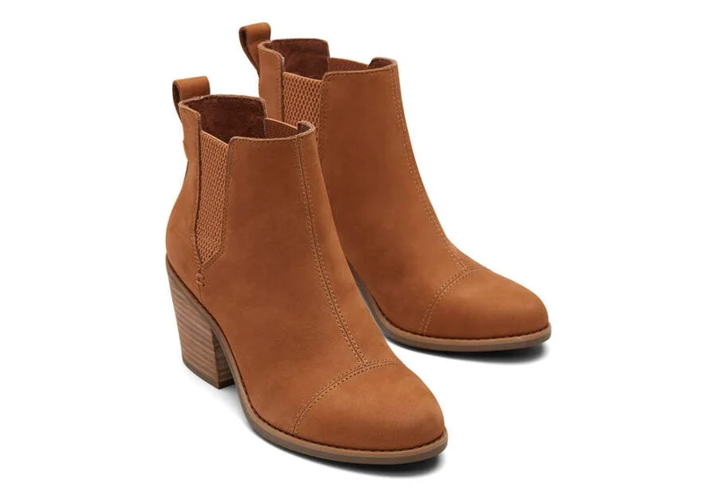 TOMS Damen-Stiefelette Everly aus Leder – Hellbraun