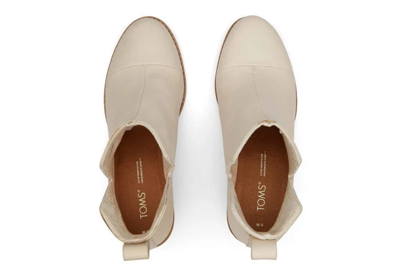 TOMS Damen-Stiefelette Everly aus Leder mit Ausschnitten – Beige