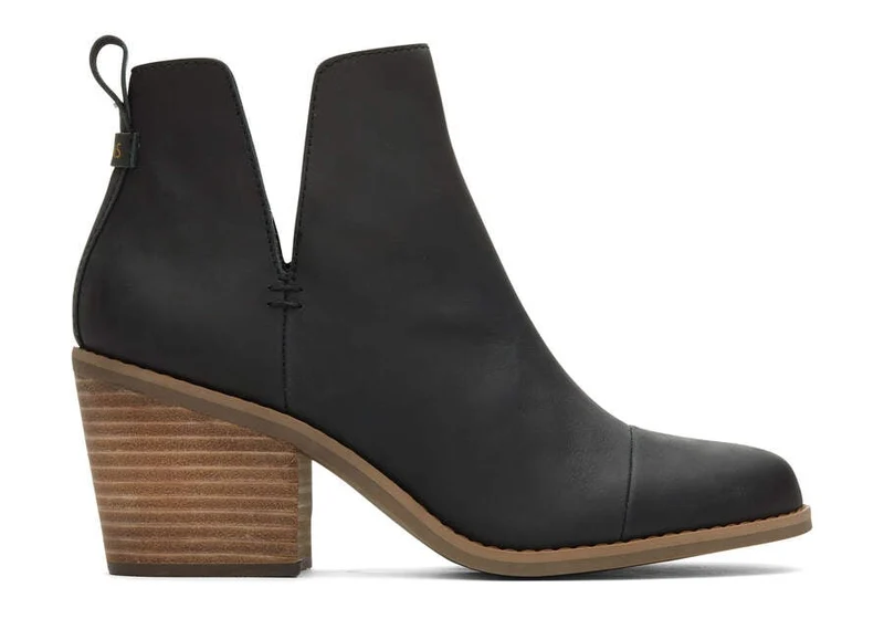 TOMS Damen-Stiefelette Everly aus Leder mit Ausschnitten - Schwarz