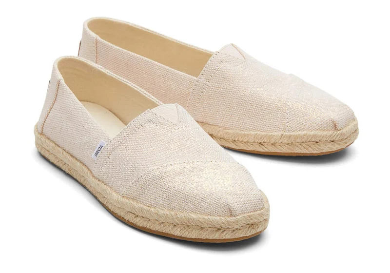 TOMS Alpargata Metallic-Leinenseil-Espadrille für Damen – Dusty Peach
