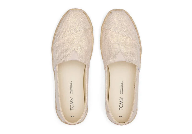 TOMS Alpargata Metallic-Leinenseil-Espadrille für Damen – Dusty Peach