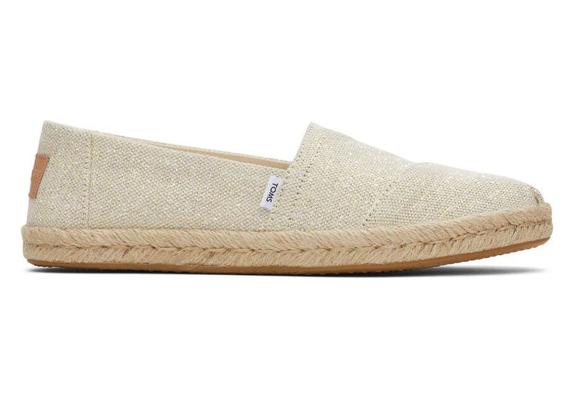 TOMS Alpargata Metallic-Leinenseil-Espadrille für Damen – Natur