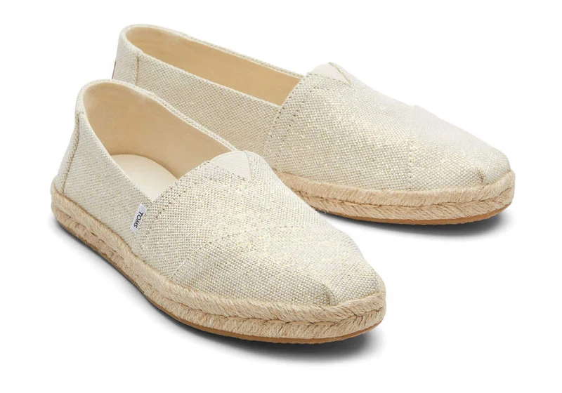 TOMS Alpargata Metallic-Leinenseil-Espadrille für Damen – Natur