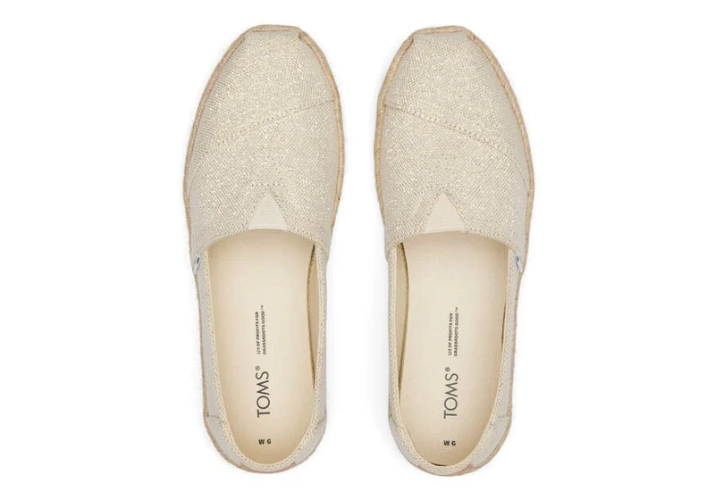 TOMS Alpargata Metallic-Leinenseil-Espadrille für Damen – Natur