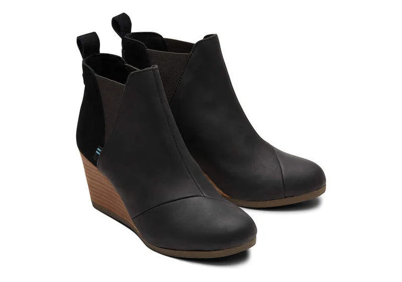 TOMS Damen Kelsey Lederstiefelette - Schwarz