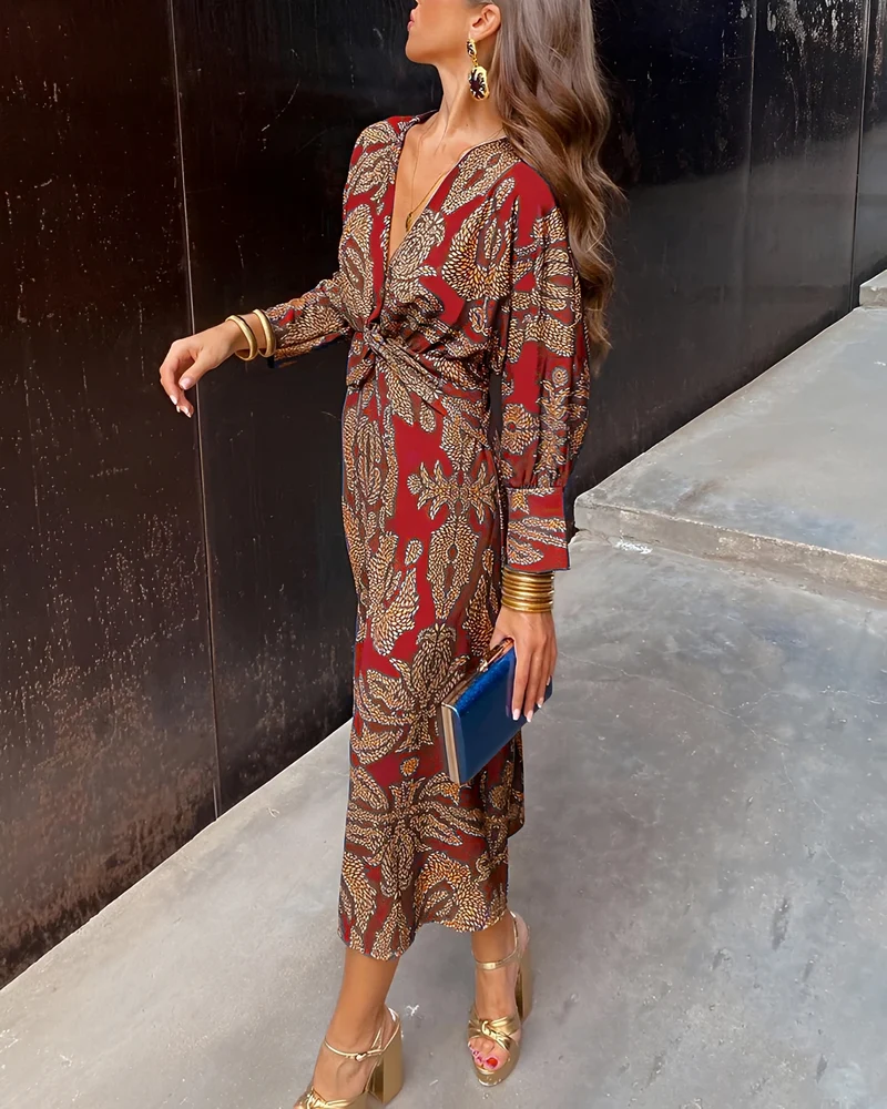 Alima - Retro-Kleid mit V-Ausschnitt