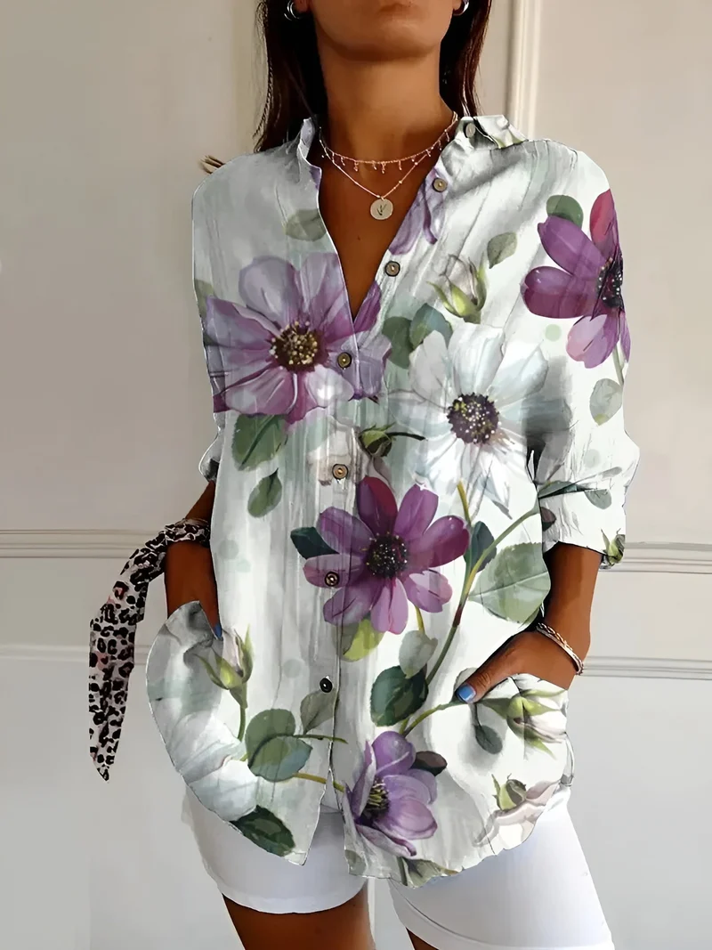 Amara - Luftige Hemdbluse mit Blumenmuster