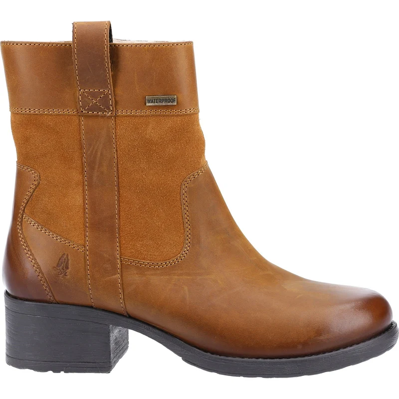 Hush Puppies Damen-Stiefel „Saskia“ aus mit Lammfell gefüttertem Leder – Hellbraun