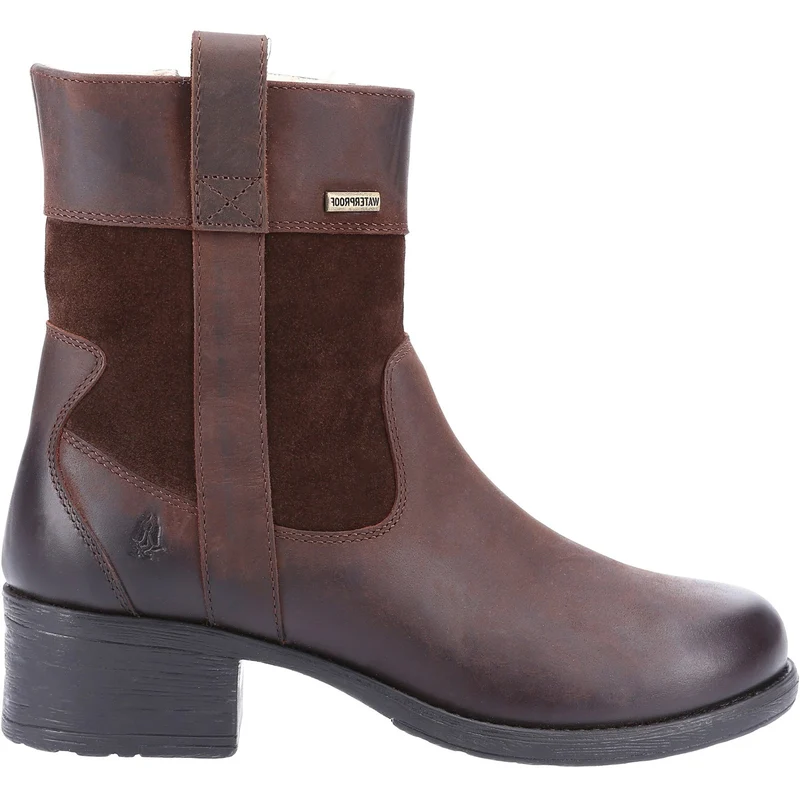 Hush Puppies Damen-Stiefel „Saskia“ aus mit Lammfell gefüttertem Leder – Braun