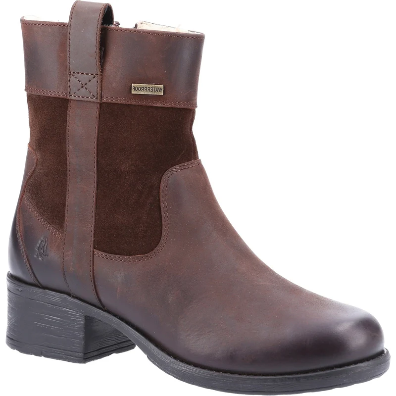 Hush Puppies Damen-Stiefel „Saskia“ aus mit Lammfell gefüttertem Leder – Braun