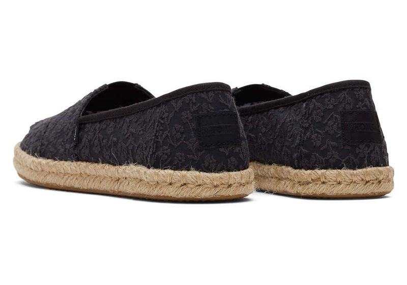 TOMS Alpargata Damen-Espadrille mit floraler Spitze und Seil - Schwarz